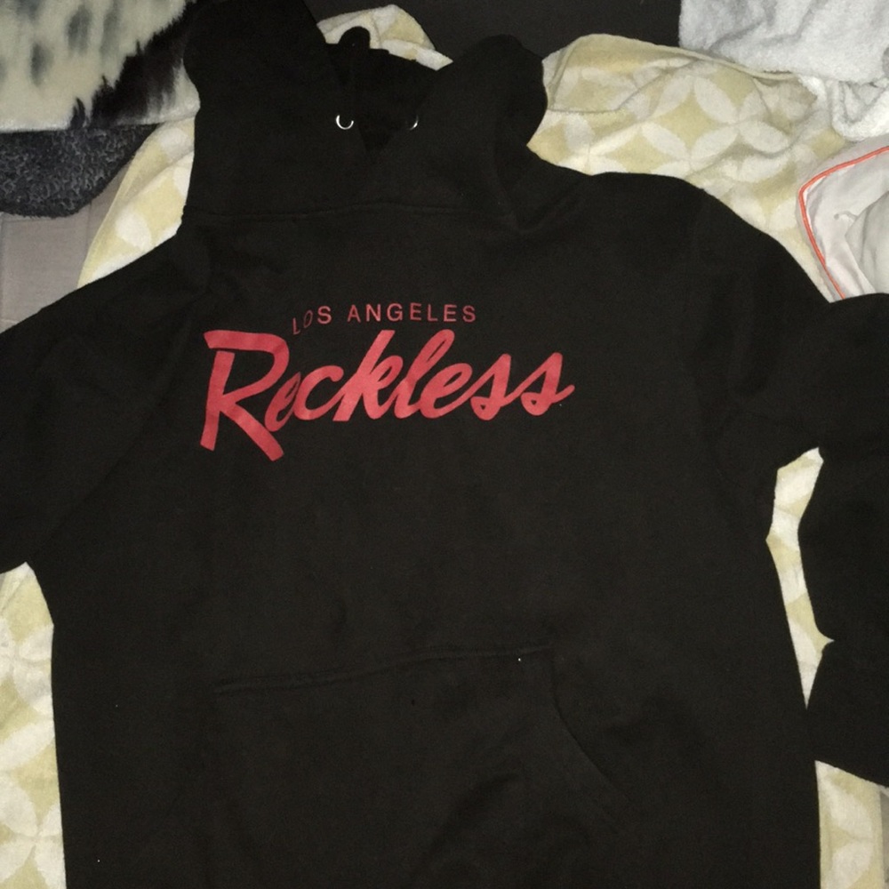 Young and reckless black and red logo hoodie